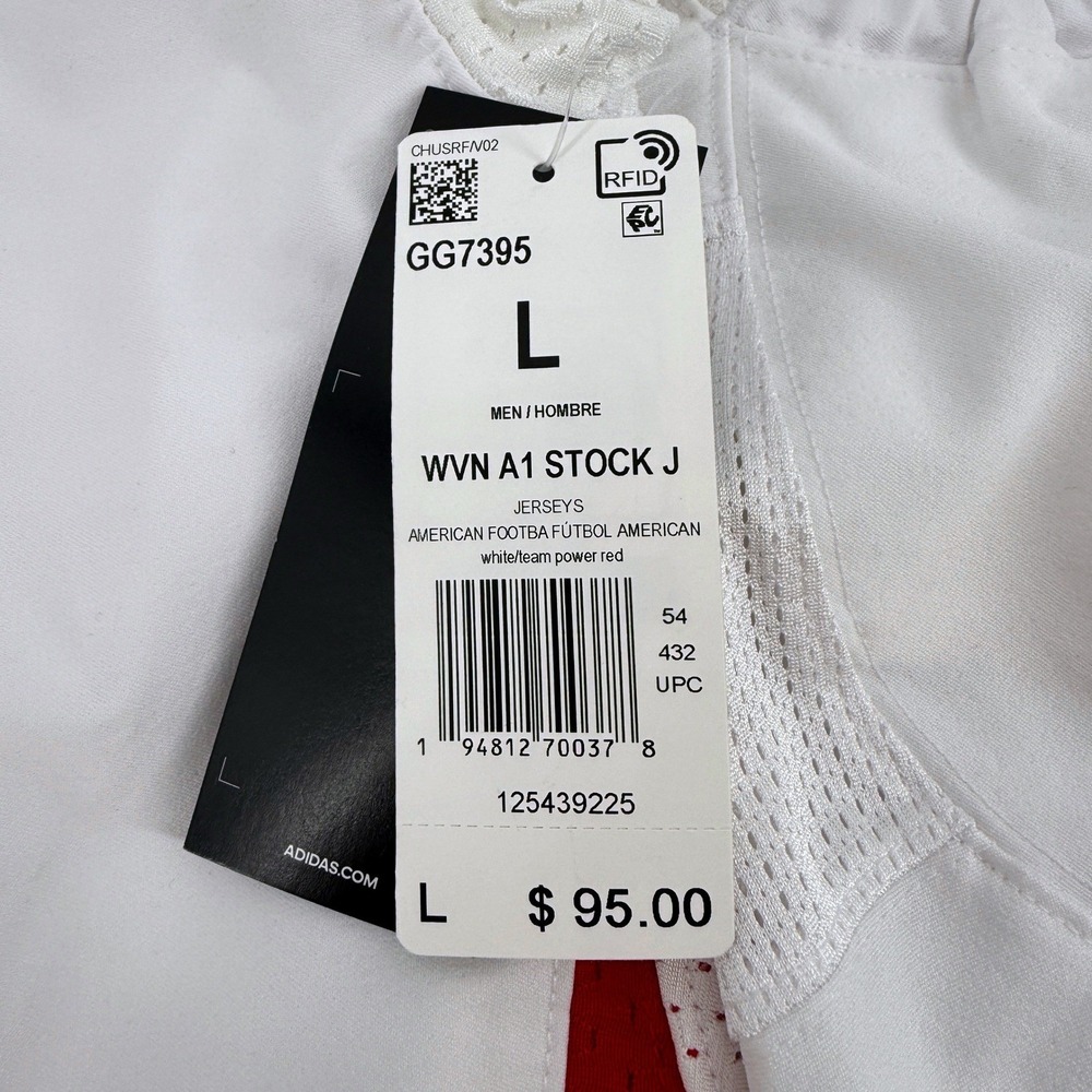 Adidas A1 Stock Football Jersey Mens Large White Red V-Neck NWT - Picture 12 of 16